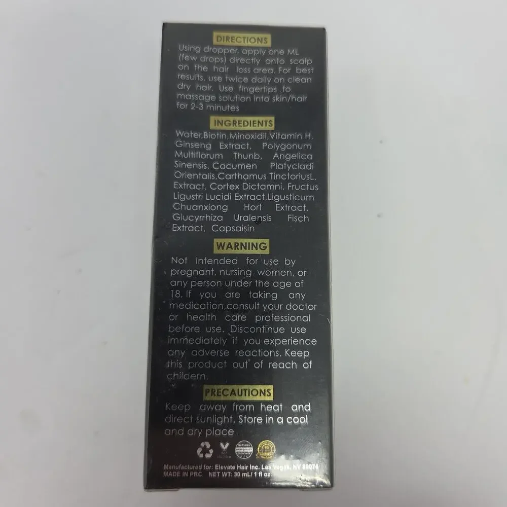 Hair Growth Oil 2 pack - 5% Minoxidil + Biotin for Thinning Hair - Elevate 1oz